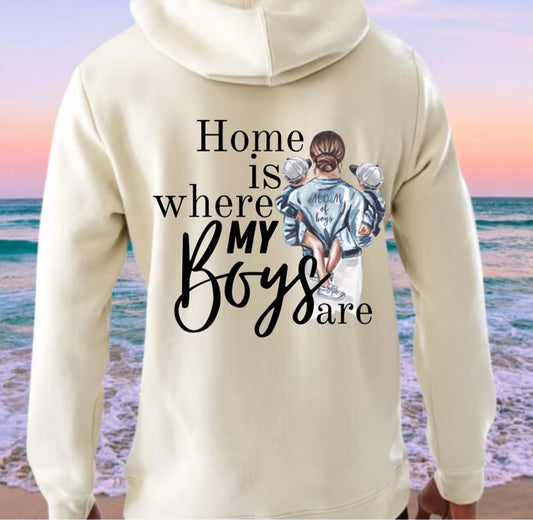 HOME IS WHERE MY BOYS ARE  UNISEX JUMPER